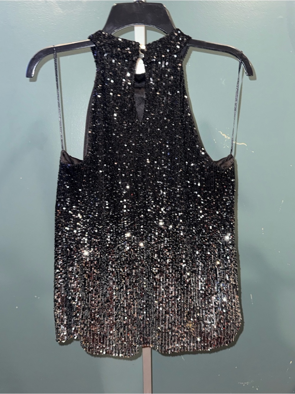 Cable & Gauge Black Sequin Halter-Style Tank Top - Picture 2 of 4